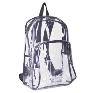 eastsport – backpack, pvc plastic, 12 1/2 x 5 1/2 x 17 1/2 – clear/black, 193971bjblk