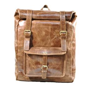 satchel and fable handmade brown vintage genuine leather shoulder men backpack laptop rucksack bag (large, brown)