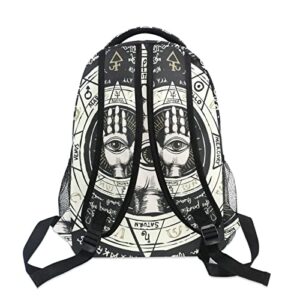 ALAZA Pen Hand with All Seeing Eye Symbol Planets Ancient Hieroglyphs Medieval Runes Spiritual Symbols Junior High School Bookbag Daypack Laptop Outdoor Backpack
