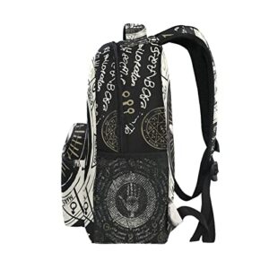 ALAZA Pen Hand with All Seeing Eye Symbol Planets Ancient Hieroglyphs Medieval Runes Spiritual Symbols Junior High School Bookbag Daypack Laptop Outdoor Backpack