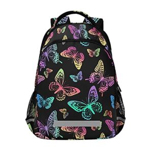 mchiver rainbow butterfly kids backpack for boys & girls 16.7 inch – all over printed back pack for teen with adjustable buckle，bulk backpacks for school & travel