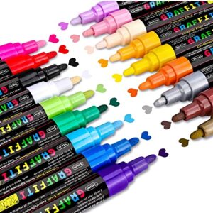 emooqi acrylic paint pens, 18 colors acrylic paint markers paint pens paint makers for rocks craft ceramic glass wood fabric canvas -art crafting supplies