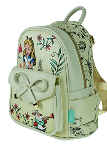 KBNL Alice in Wonderland 11inches Vegan Leather Mini Backpack - A21730, Multicoloured,Medium