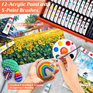 Art Supplies, 186-Pack Deluxe Art Set with 2 A4 Drawing Pads, 1 Coloring Book, 24 Acrylic Paints, Crayons, Colored Pencils, Watercake, Creative Gift Box for Adults Artist Beginners Kids Girls Boys