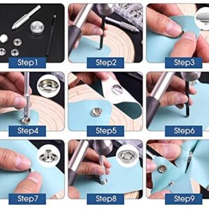 240 Pieces Stainless Steel Snap Fastener, BetterJonny 15mm Heavy Duty Snap Button Press Stud Cap for Marine Boat Canvas Bag Leather DIY Craft