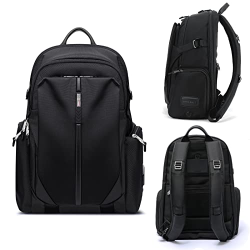 SINPAID BULL Laptop Backpack for Travel, Airplane Travel Essentials,Compact Business Bag,Computer Bag for Men Women fit 15.6 Inch Notebook,Black