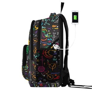 ZENWAWA Math Science Kids Backpack Large Capacity Student School Backpack Purse with Multiple Pockets Laptop Compartment Reflective Strip 12.6×6.7×17.7 inch