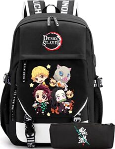 millment anime backpack school backpack laptop bag large casual daypack with pencil case