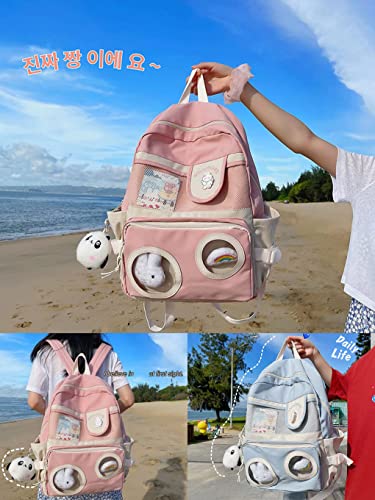 Kawaii Backpack with Kawaii Pin and Accessories Kawaii Japanese Backpack Ita Bag Cute Laptop Schoolbag (Pink)