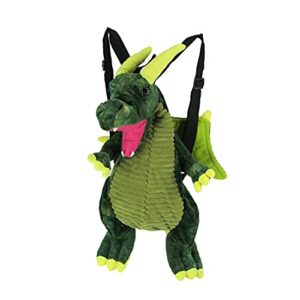 magical furry plush green dragon mini backpack