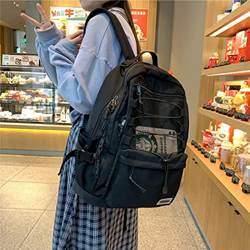 Kawaii Backpack for Teen Girls Cute Bookbag Lovely Schoolbag Casual Bag with Laptop Compartment Aesthetic Backpack For School (Black)