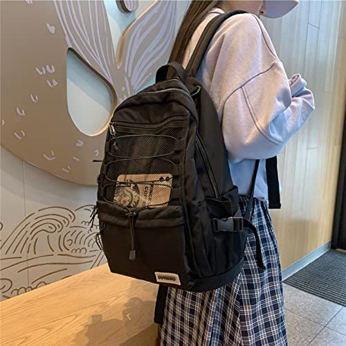 Kawaii Backpack for Teen Girls Cute Bookbag Lovely Schoolbag Casual Bag with Laptop Compartment Aesthetic Backpack For School (Black)