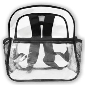 2 Pack Clear Backpack 12x12x6 Stadium Approved,Heavy Duty Plastic Transparent Backpacks with 2 Water Holders for Stadium Backpack,Waterproof PVC Backpacks for Student School Concert Security Travel