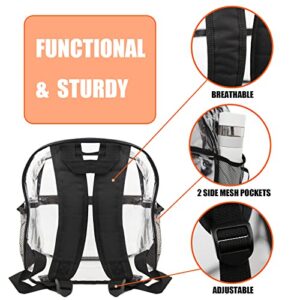 2 Pack Clear Backpack 12x12x6 Stadium Approved,Heavy Duty Plastic Transparent Backpacks with 2 Water Holders for Stadium Backpack,Waterproof PVC Backpacks for Student School Concert Security Travel