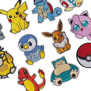 Iron on Patches 30 Pieces Anime Pocket Monster Embroidered Iron on/Sew on Decorative Applique Patch Patches for DIY Jeans, Jackets, Shirts, Bag, Caps