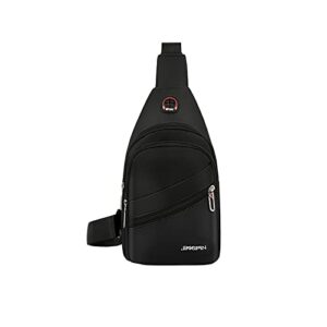 cengnian small black sling crossbody mini backpack shoulder bag for men women, lightweight one strap sling bag for hiking walking biking travel cycling, usb charger