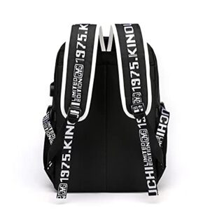 jupkem Anime Jujutsu Backpack Bag USB with Charging Port Student School Bag Laptop Cosplay for Boys Girls (black)