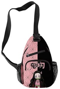handafa unisex single shoulder bag anime cosplay sling backpack nezuko print daypack(nezuko) one size