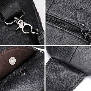 Leathario Sling Bag For Men Genuine Leather Chest Crossbody Shoulder Small Backpack Daypack For Men Multipurpose Casual Travel