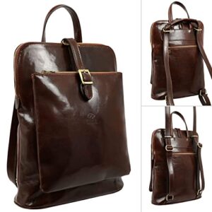 Time Resistance Leather Backpack Convertible to Shoulder Bag Full Grain Real Leather Travel Satchel Rucksack