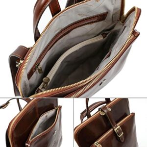 Time Resistance Leather Backpack Convertible to Shoulder Bag Full Grain Real Leather Travel Satchel Rucksack