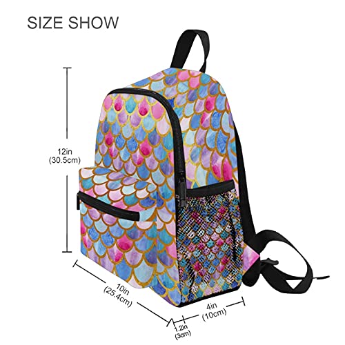 MNSRUU Kids' Backpack Rainbow Mermaid Scales Toddler Backpack Preschool Nursery Backpack for Boys Girls