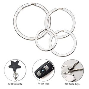 Teskyer Flat Key Ring, 40 Pack 4 Sizes Split Metal Key Rings for Organizing Home Car Office Keys and Accessories, Silver (0.98INCH, 1.10INCH, 1.25INCH, 1.37INCH)