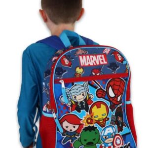 Marvel Kawaii Boys 16" Backpack 5 piece School Set (One Size, Blue)