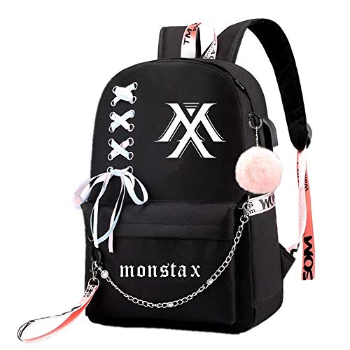 JUSTGOGO Korean KPOP MONSTA X TWICE GOT7 SEVENTEEN Backpack Daypack School Bag Mochila Bookbag