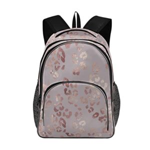 orezi fashion backpack for women girl rose gold leopard schoolbag backpack bookbags travel bag casual daypack rucksack for student teenagers kid’s