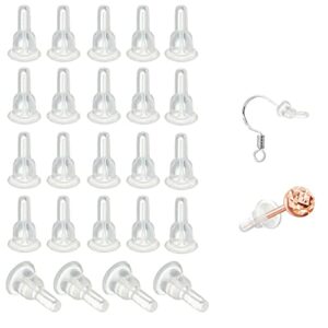 50pcs silicone earring backs, full-cover clear earring backs, dust-proof, hypoallergenic soft ear safety pads backstops for stabilize earring studs hooks (10x6mm)