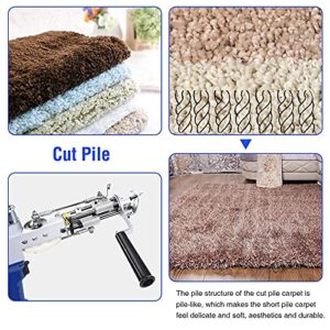 Cut Pile Rug Tufting Gun, Electric Carpet Weaving Flocking Machine Handheld Knitting Rug Gun Machine Starter Kit 100V-240V 7-19mm