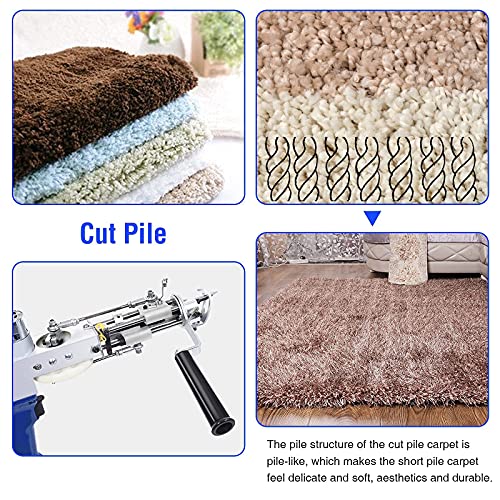 Cut Pile Rug Tufting Gun, Electric Carpet Weaving Flocking Machine Handheld Knitting Rug Gun Machine Starter Kit 100V-240V 7-19mm