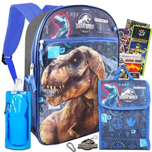 jurassic world backpack and lunch box set – jurassic world backpack kids, jurassic world lunch box, water bottle, keychain, stickers, more | jurassic world backpack with lunch box