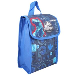 Jurassic World Backpack and Lunch Box Set - Jurassic World Backpack Kids, Jurassic World Lunch Box, Water Bottle, Keychain, Stickers, More | Jurassic World Backpack with Lunch Box