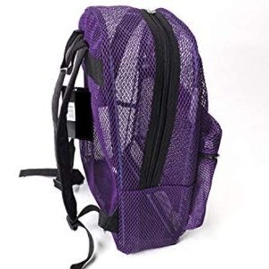 Travel Sport Transparent See Through Mesh Backpack/School Bag (Purple)