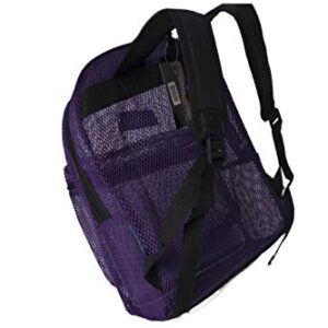 Travel Sport Transparent See Through Mesh Backpack/School Bag (Purple)