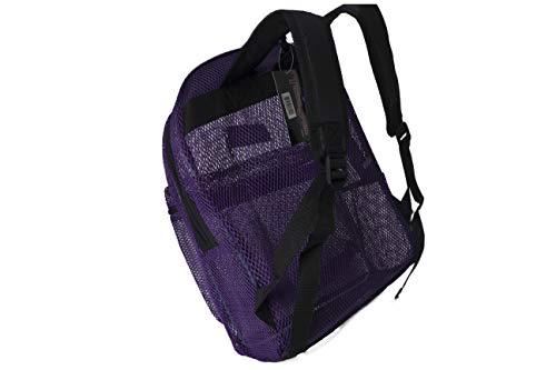 Travel Sport Transparent See Through Mesh Backpack/School Bag (Purple)