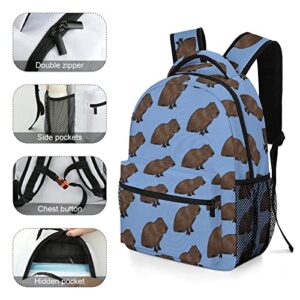 Cute Capybara Funny Backpack Shoulders Bookbag Travel Laptop Daypack