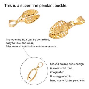 PH PandaHall Pinch Bails Hollow Curved, 30 pcs 3 Colors Brass Bail Clip Clasp Tibetan Dangle Charm Bead Pendant Connector for DIY Necklace Jewelry Craft, Platinum/Antique Bronze/Golden, 24mm, 1mm Pin