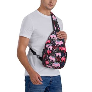 African Ethnic Elephant Chest Bags Crossbody Sling Bag Travel Hiking Backpack Casual Shoulder Daypack For Women Men