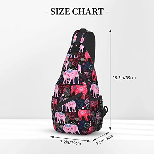 African Ethnic Elephant Chest Bags Crossbody Sling Bag Travel Hiking Backpack Casual Shoulder Daypack For Women Men