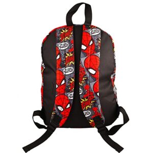 Fast Forward Spiderman Backpack for Boys - Spiderman School Supplies Bundle with 16” Spiderman School Bag Plus Spiderman Folder, Notebook, Pencils, Stickers, and More (Spiderman Travel Bag)