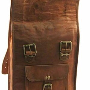 DEENIT'S Tan Pure Leather Roll Top Backpack Bag For Laptop, Ipad , Files, Books Shoulder Bag for Men and Women (24x14x6)