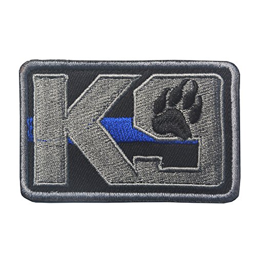 Veelkrom K9 & Crossbone Killer Attack Police Dog Fastener Patch Embroidered Army Swat Morale Hook Loop Backing Tactial Badge Swat for Service Animal Vest (K9 Blue line)