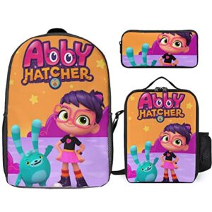 zqiyhre ab-by hat_cher backpack 3 pcs set, 3d print anime hiking laptop backpack pen case lunch bag for students