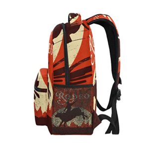 Wild West RODEO Daypack Backpack School College Travel Hiking Fashion Laptop Backpack for Women Men Teen Casual Schoolbags Canvas