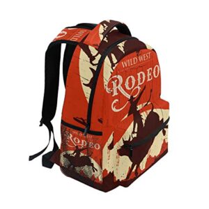 Wild West RODEO Daypack Backpack School College Travel Hiking Fashion Laptop Backpack for Women Men Teen Casual Schoolbags Canvas