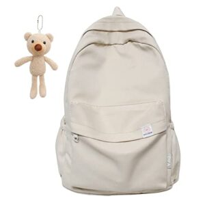 kawaii backpack aesthetic backpacks cute school bag back to school backpack supplies for teen girls (beige)
