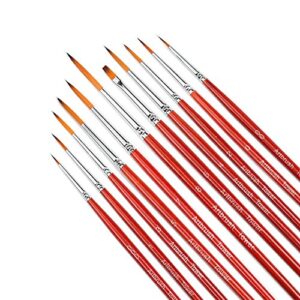 Fine Enamel Detail Brushes Set - 11 Pieces Miniature Paint Brushes for Detailing & Art Painting - Acrylic, Watercolor, Oil - Models, Airplane Kits, Nail Painting